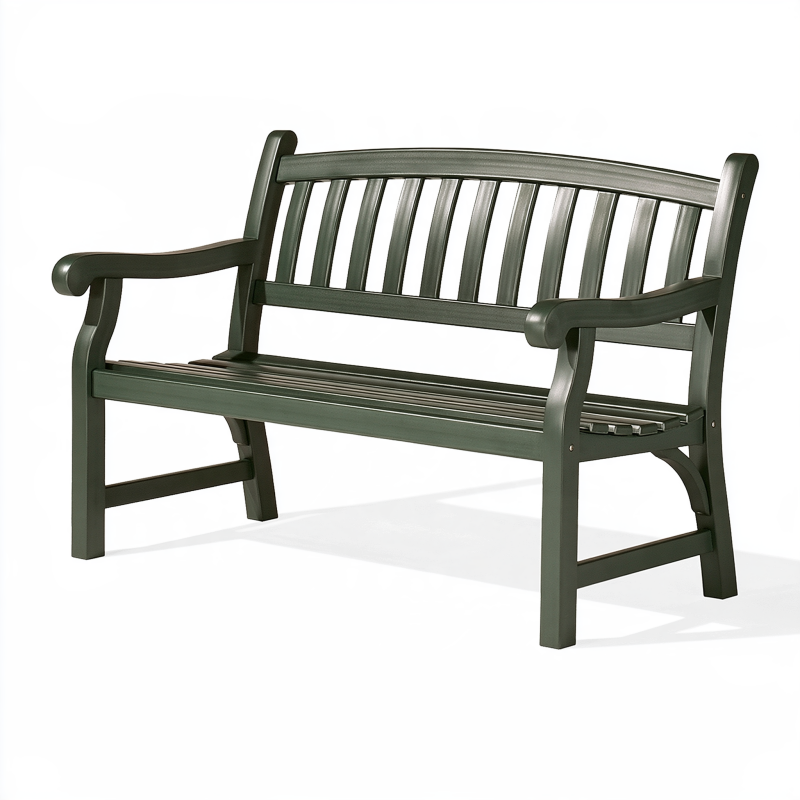 Gartenbank 122 cm Kunststoff Dunkelgrün mit Armlehnen für den Außenbereich