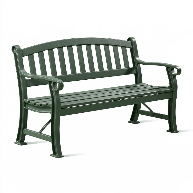 Gartenbank 127 x 61 x 86 cm aus Metall Dunkelgrün mit Armlehnen im klassischen Stil