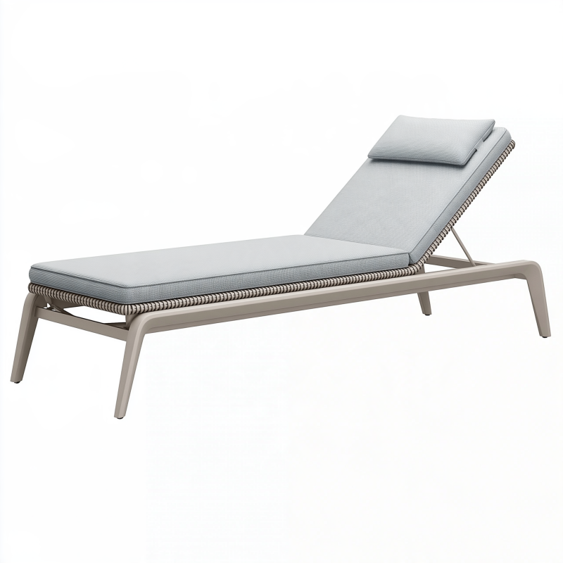Gartenliege 200 x 70 x 86 cm Grau Beige mit verstellbarer Rückenlehne