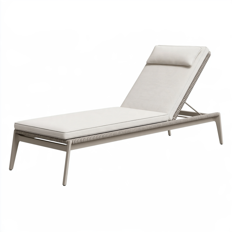 Sonnenliege 200 x 70 cm aus Metall Beige/Graubeige mit verstellbarer Rückenlehne für den Außenbereich