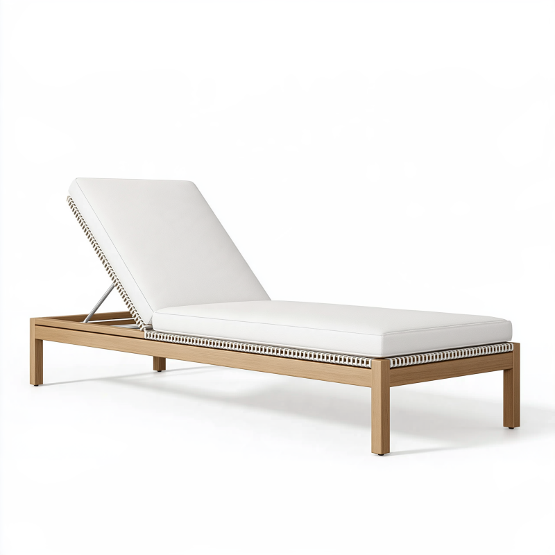 Gartenliege 200 x 75 cm Holz Weiß mit verstellbarer Rückenlehne
