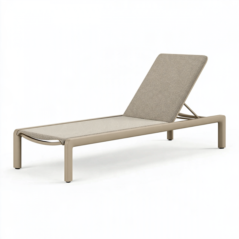 Gartenliege 200 x 70 cm Aluminium Beige mit verstellbarer Rückenlehne