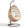 Hängesessel 105 x 105 x 195 cm Rattan Braun mit Stahlgestell im Boho-Stil