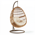 Hängesessel 105 x 105 x 195 cm Rattan Metall Braun Creme für Innenräume im Boho-Stil