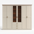 Kleiderschrank 240 x 60 x 220 cm Cremebraun Holzwerkstoff mit Glastüren und Schubladen Klassisch