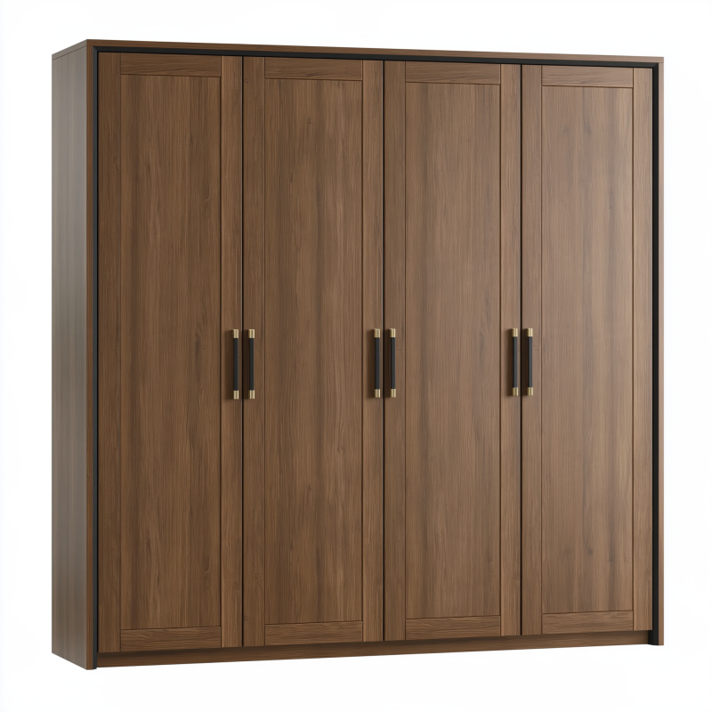 Kleiderschrank 240 x 60 x 220 cm in Walnussbraun Holzwerkstoff mit 6 Türen