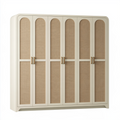 Kleiderschrank 270 x 60 x 220 cm Creme Holzwerkstoff mit Geflecht moderner Stil