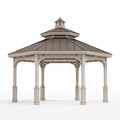 Gartenpavillon 400 x 400 x 350 cm Holz Metall Beige Braun mit Spitzdach