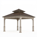 Gartenpavillon 300 x 300 cm Metall Beige Braun mit Doppeldach