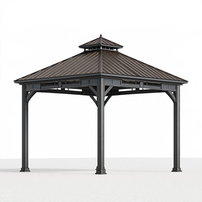 Gartenpavillon 300 x 300 cm Metall Dunkelgrau mit Metalldach