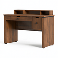 Schreibtisch 120 x 60 cm Holzwerkstoff Braun mit Stauraum im Retro-Stil