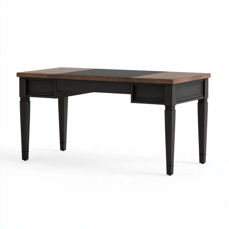 Schreibtisch 150 x 70 x 76 cm Holzwerkstoff Braun Schwarz mit 2 Schubladen klassischer Arbeitsstil
