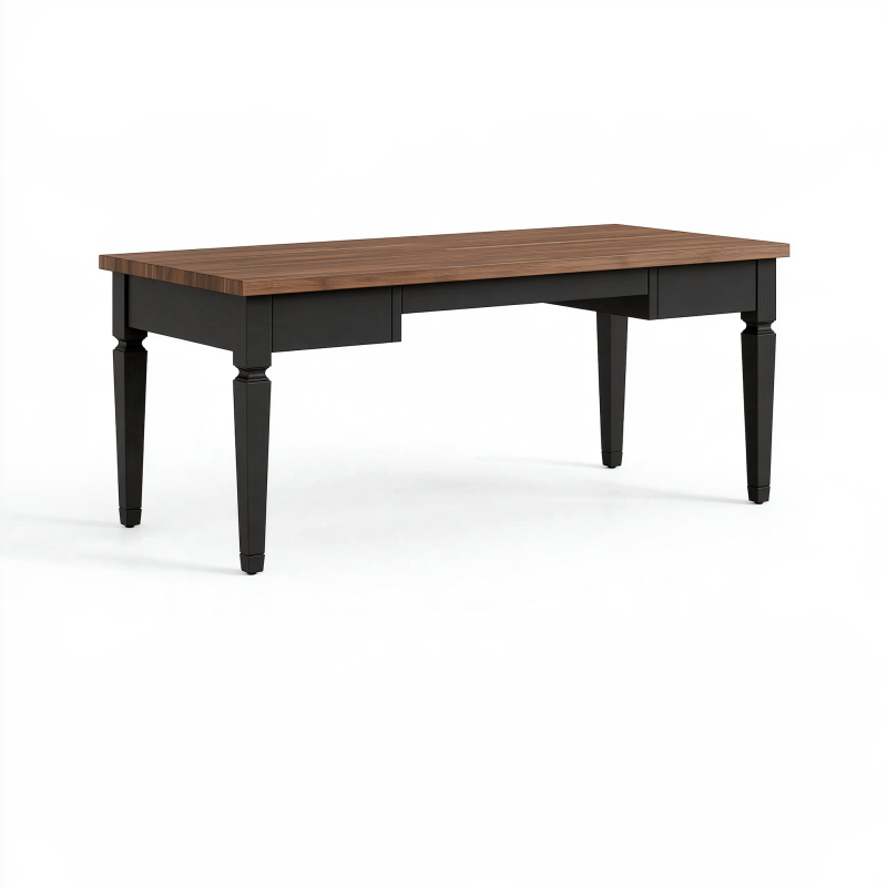 Schreibtisch 160 x 70 x 76 cm Braun Schwarz Holz mit 2 Schubladen klassischer Stil