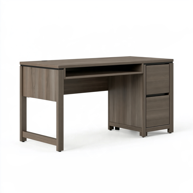 Schreibtisch 120 x 60 x 75 cm Holzwerkstoff Braun mit 2 Schubladen für Arbeitszimmer
