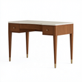 Schreibtisch 120 x 55 x 76 cm Holz Braun Beige mit 2 Schubladen im Mid-Century-Stil