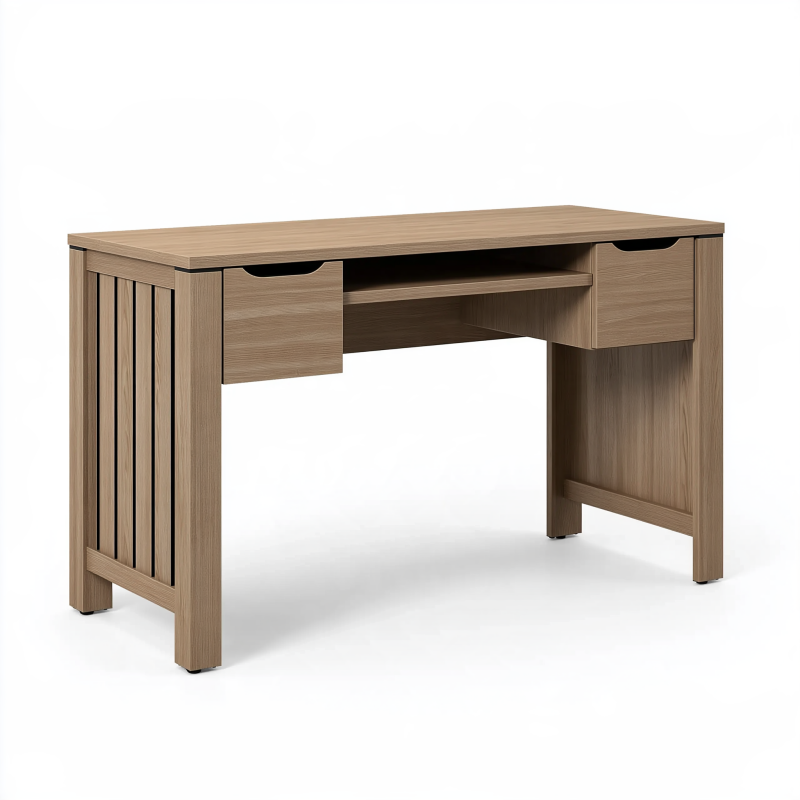 Schreibtisch 120 x 60 x 75 cm Holzwerkstoff Eichenholzoptik mit 2 Schubladen